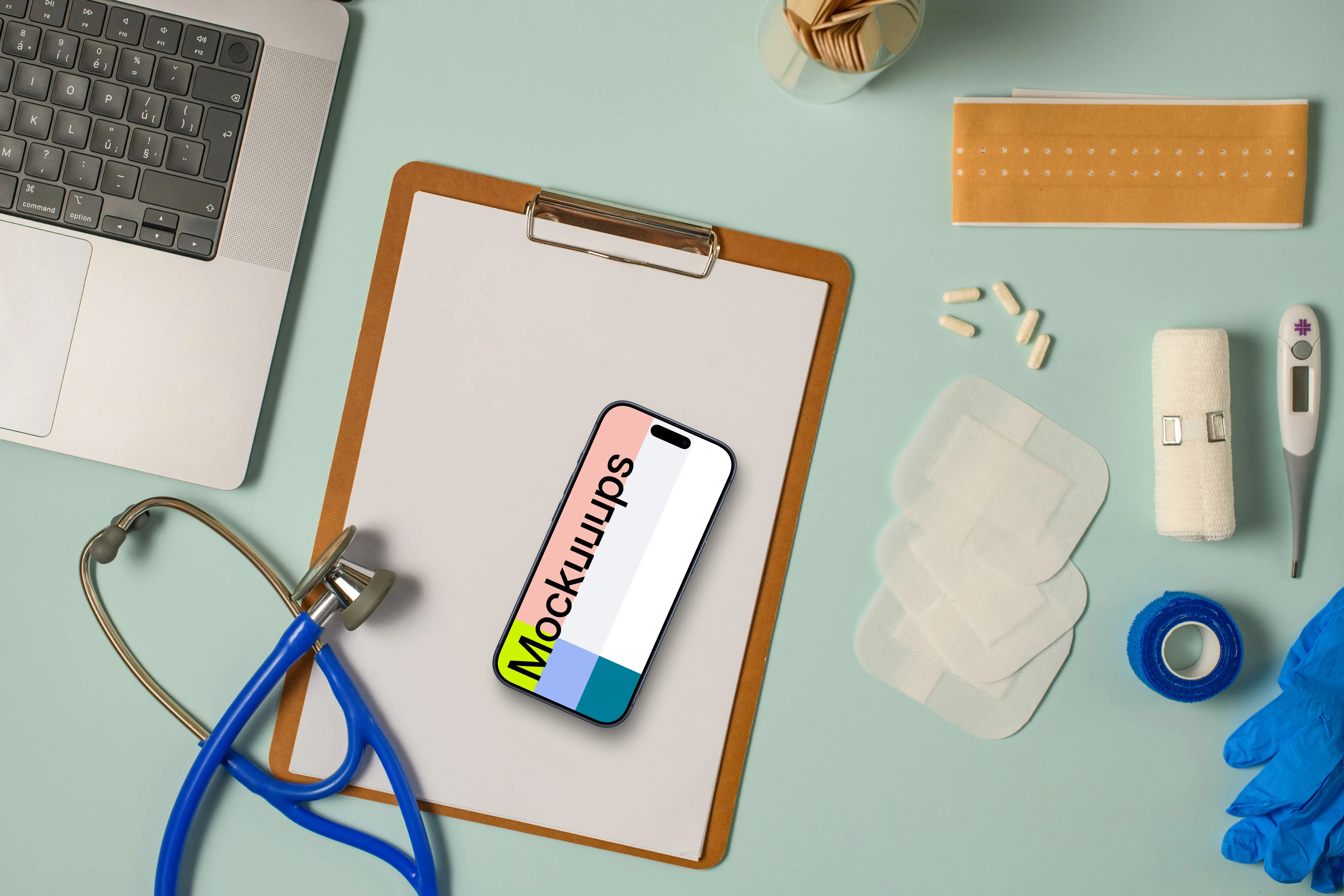 iPhone mockup in the hospital