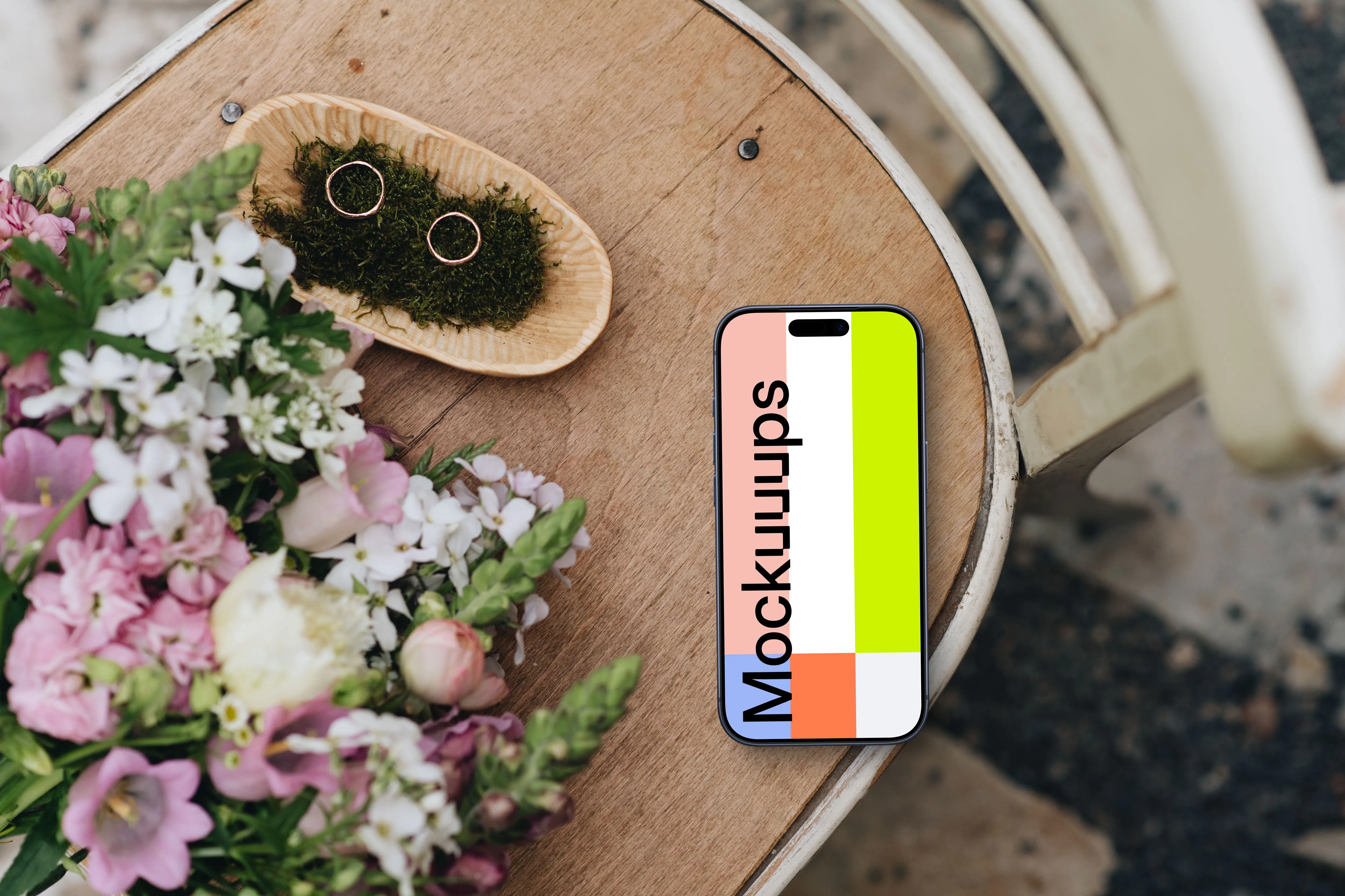 iPhone mockup in wedding theme