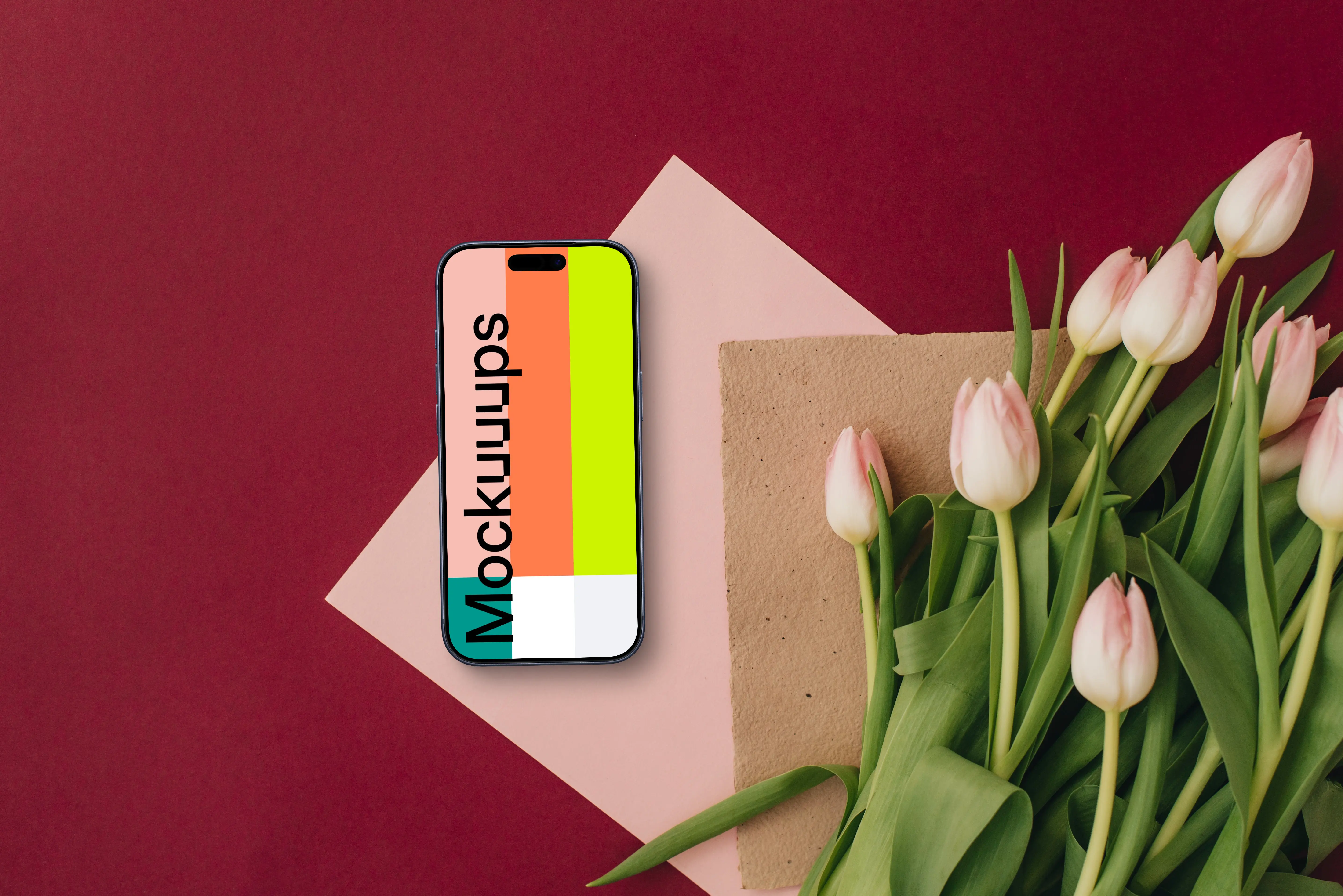 iPhone mockup with tulips for Mother’s day