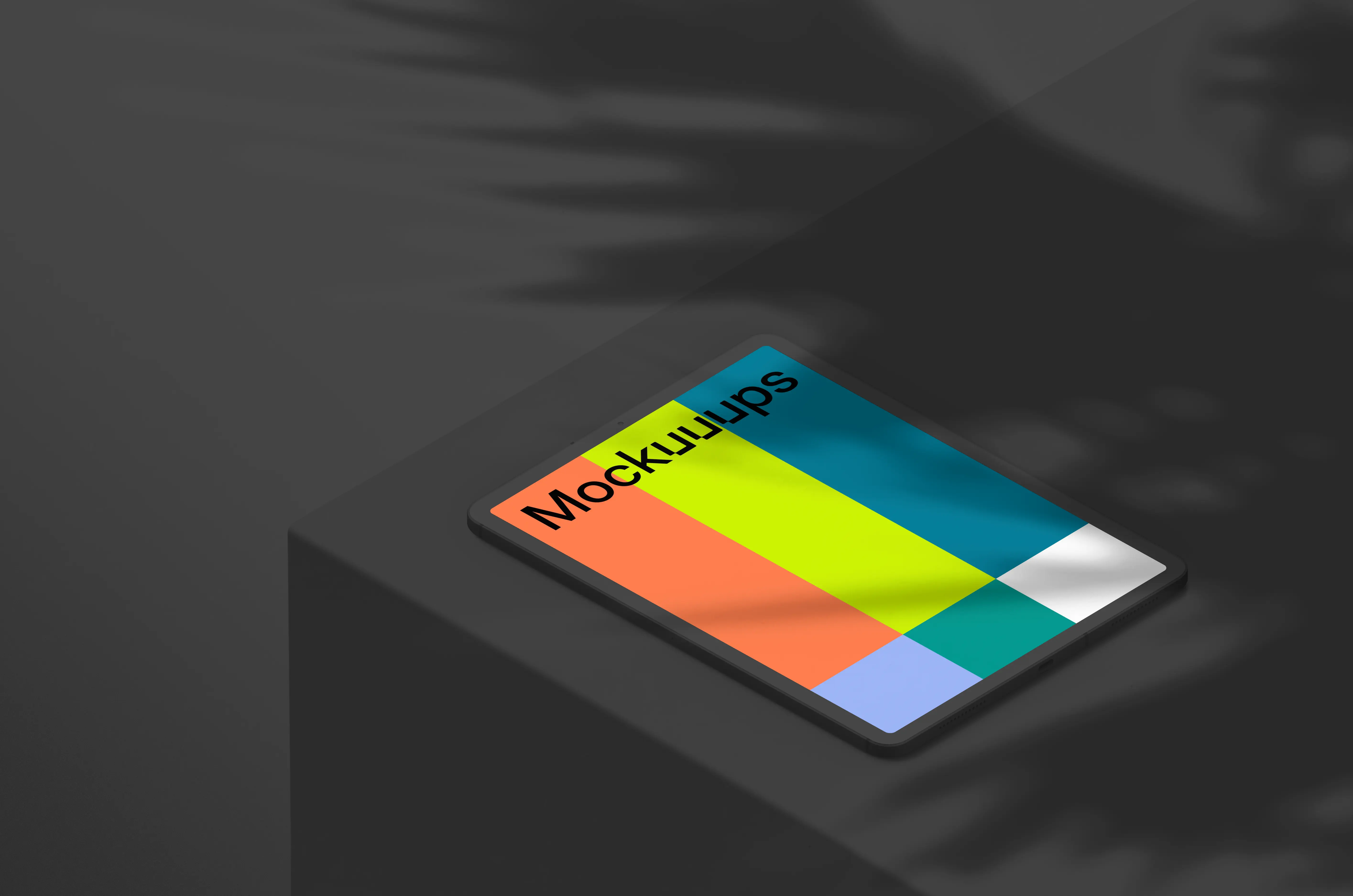 Isometric mockup of iPad Pro (Clay Dark - Left)