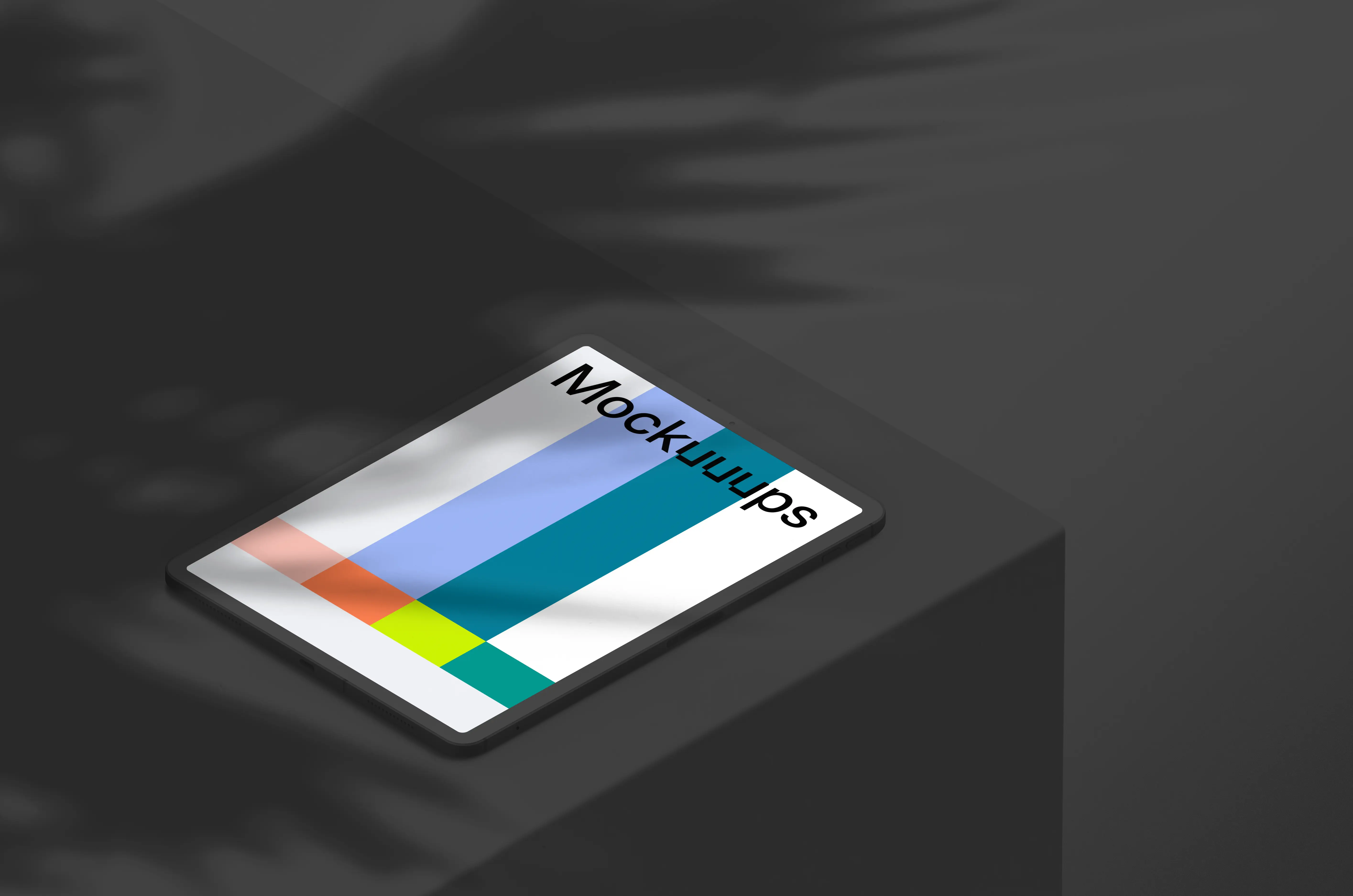 Isometric mockup of iPad Pro (Clay Dark - Right)