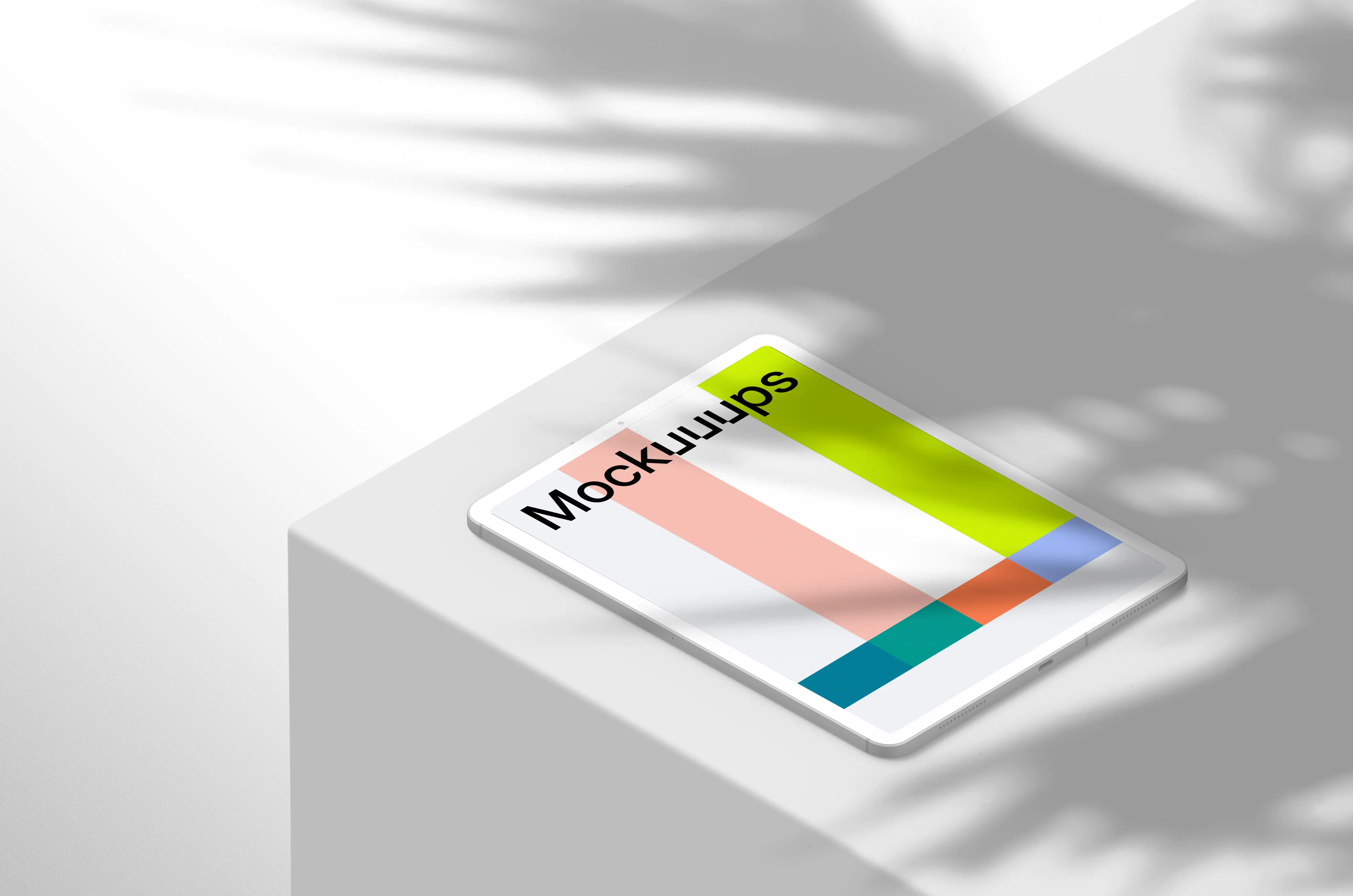 Isometric mockup of iPad Pro (Clay Light - Left)