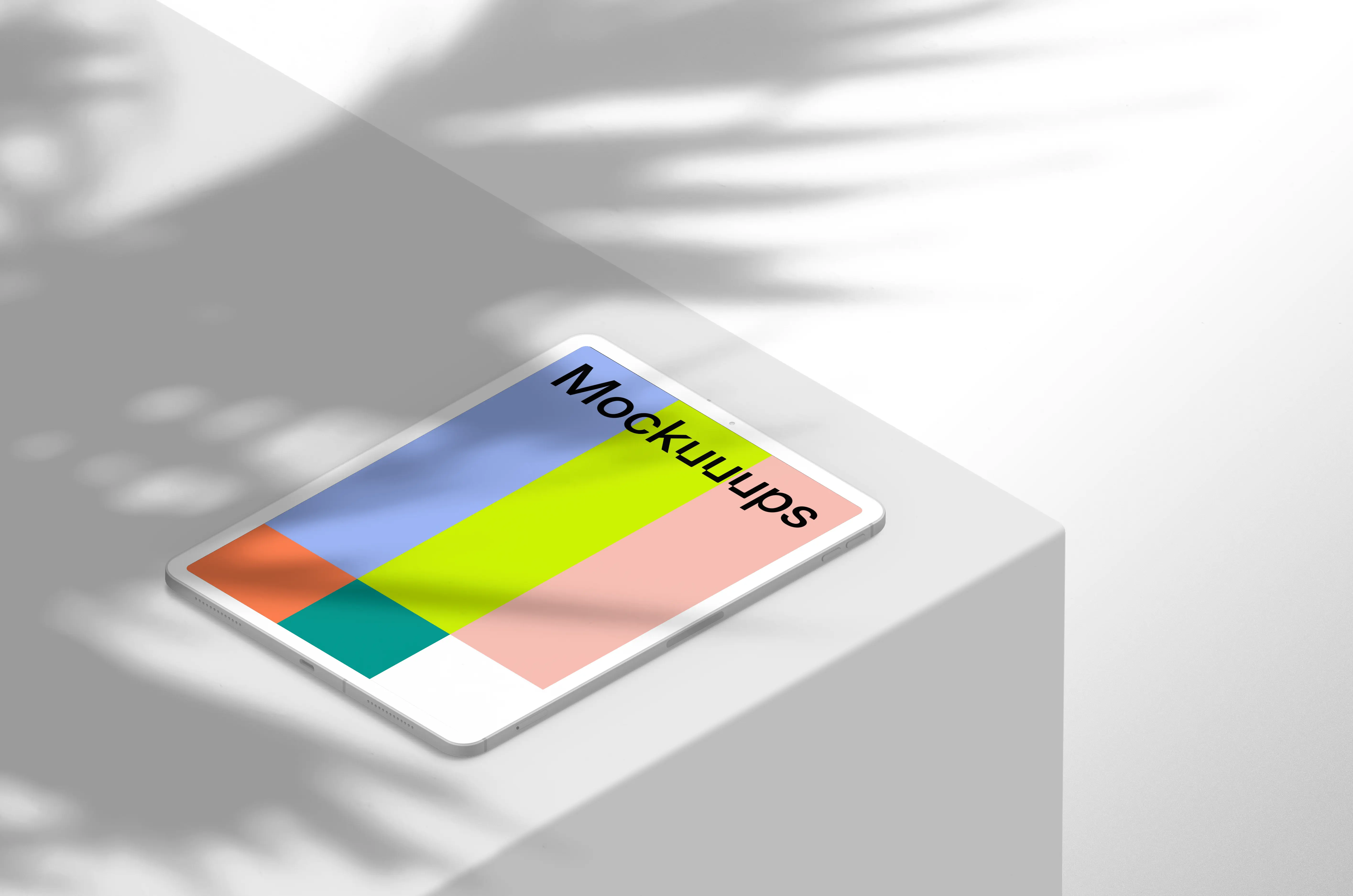 Isometric mockup of iPad Pro (Clay Light - Right)