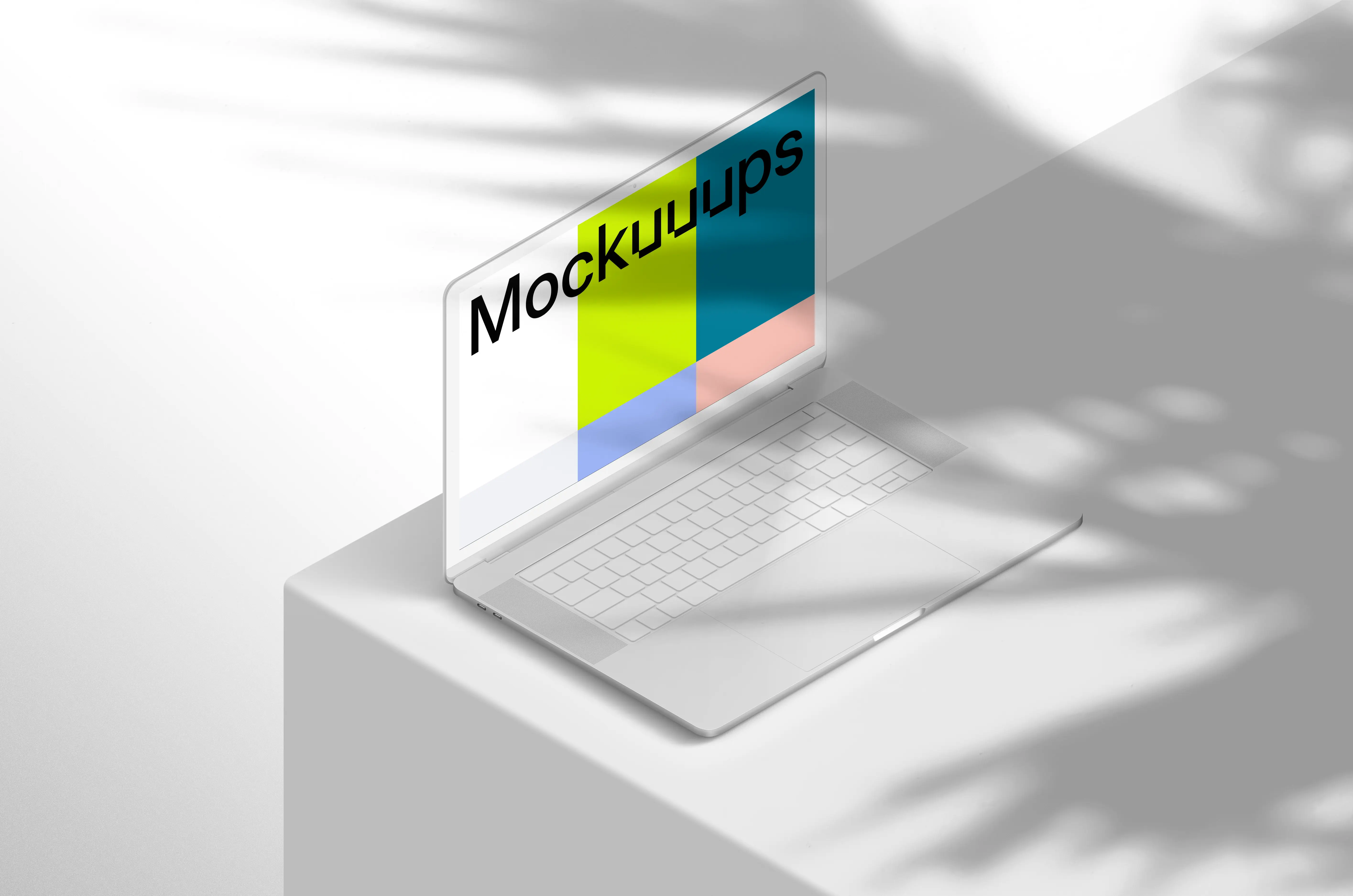 Isometric mockup of MacBook Pro (Clay Light - Left)