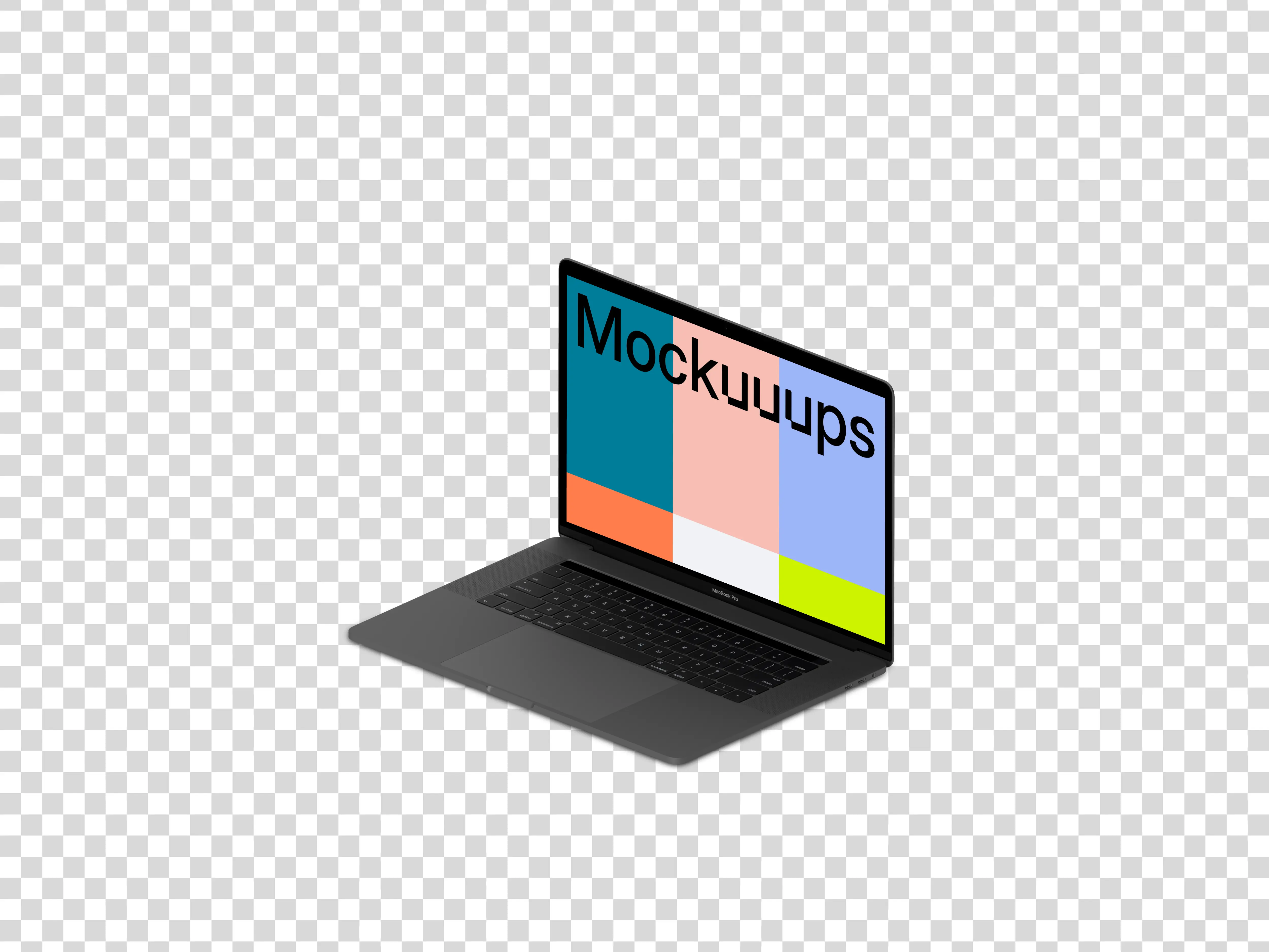 Isometric mockup of Macbook Pro oriented to the right