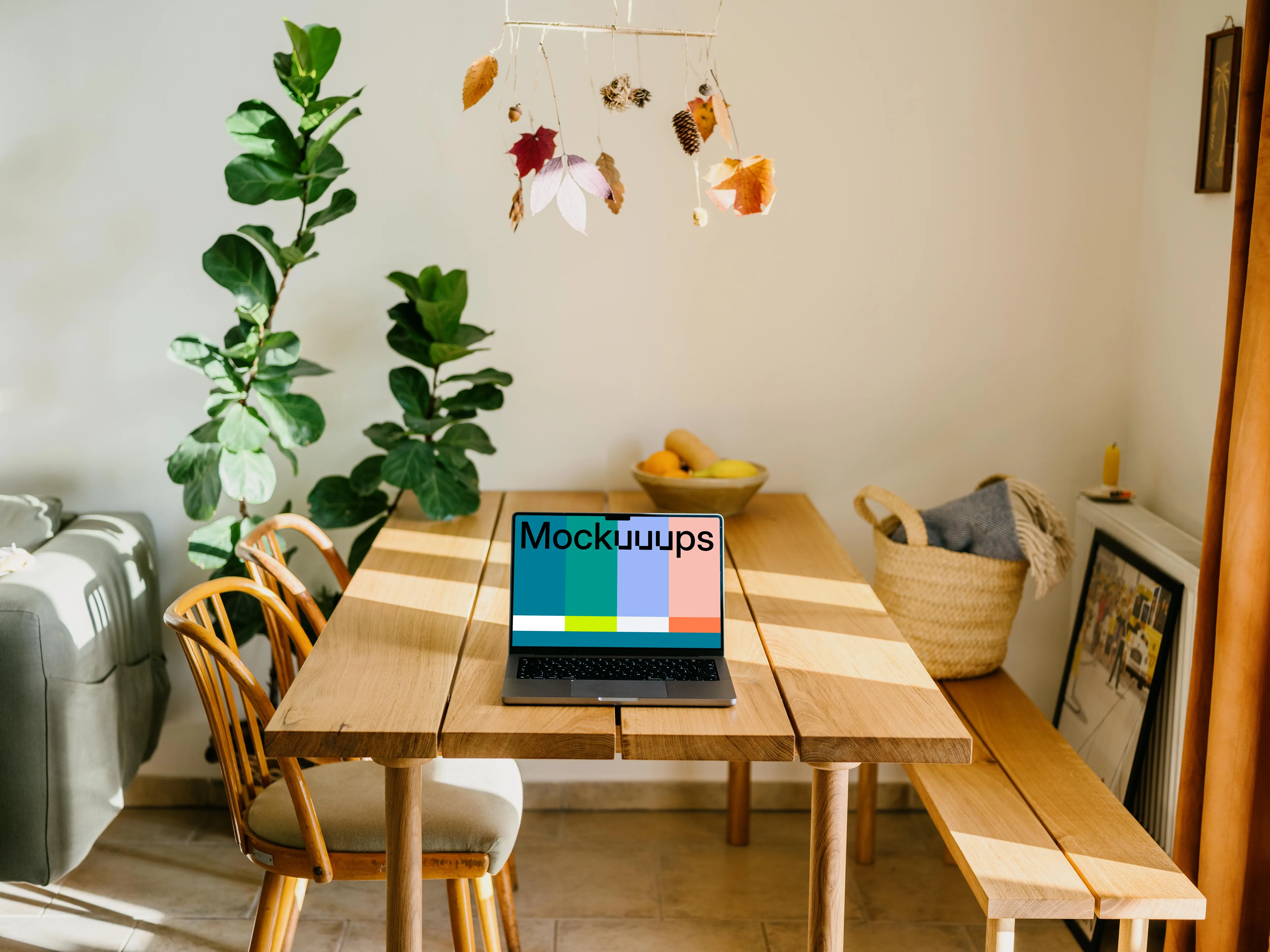 Laptop mockup on a table