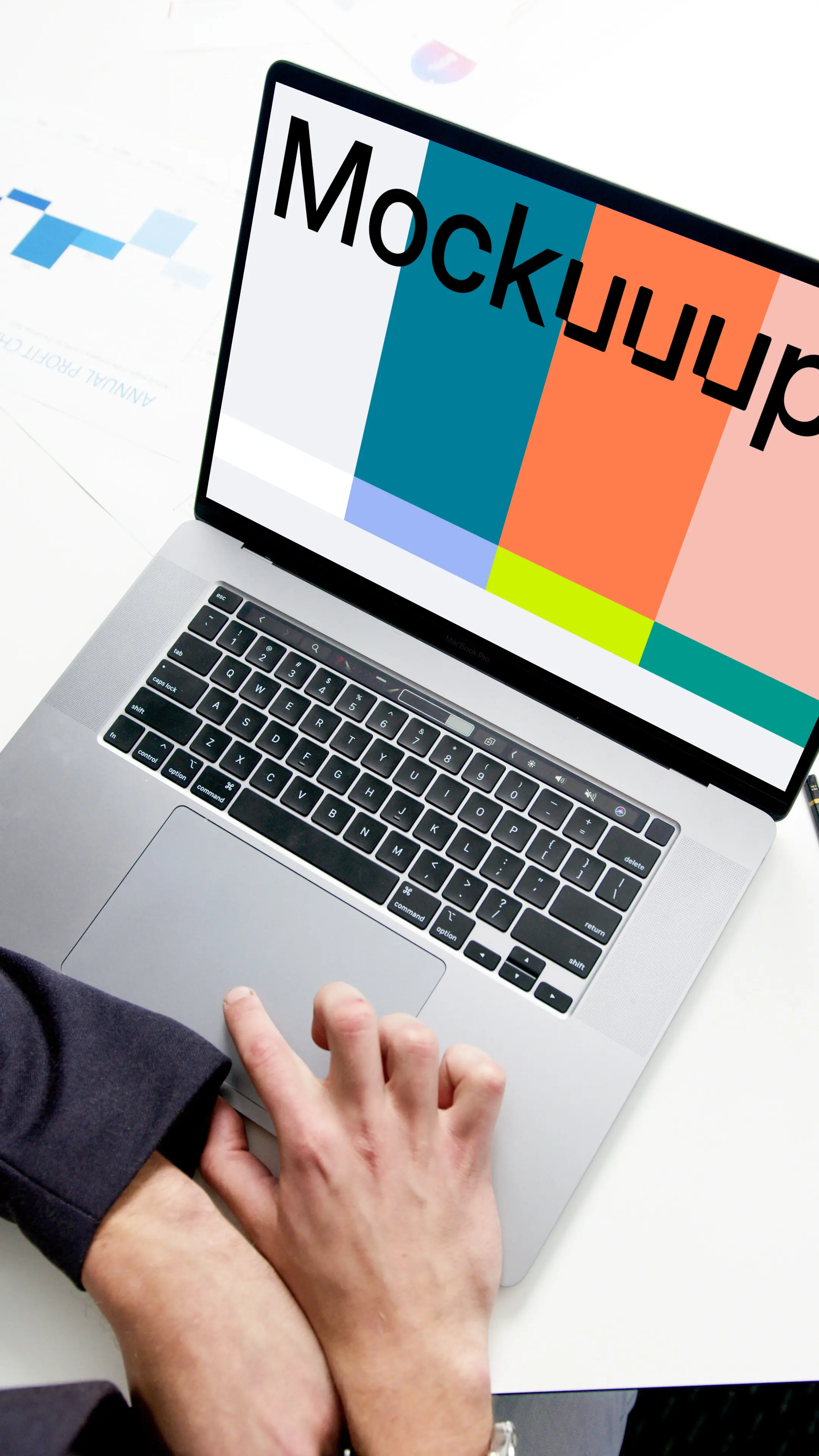 MacBook Pro mockup on a white table