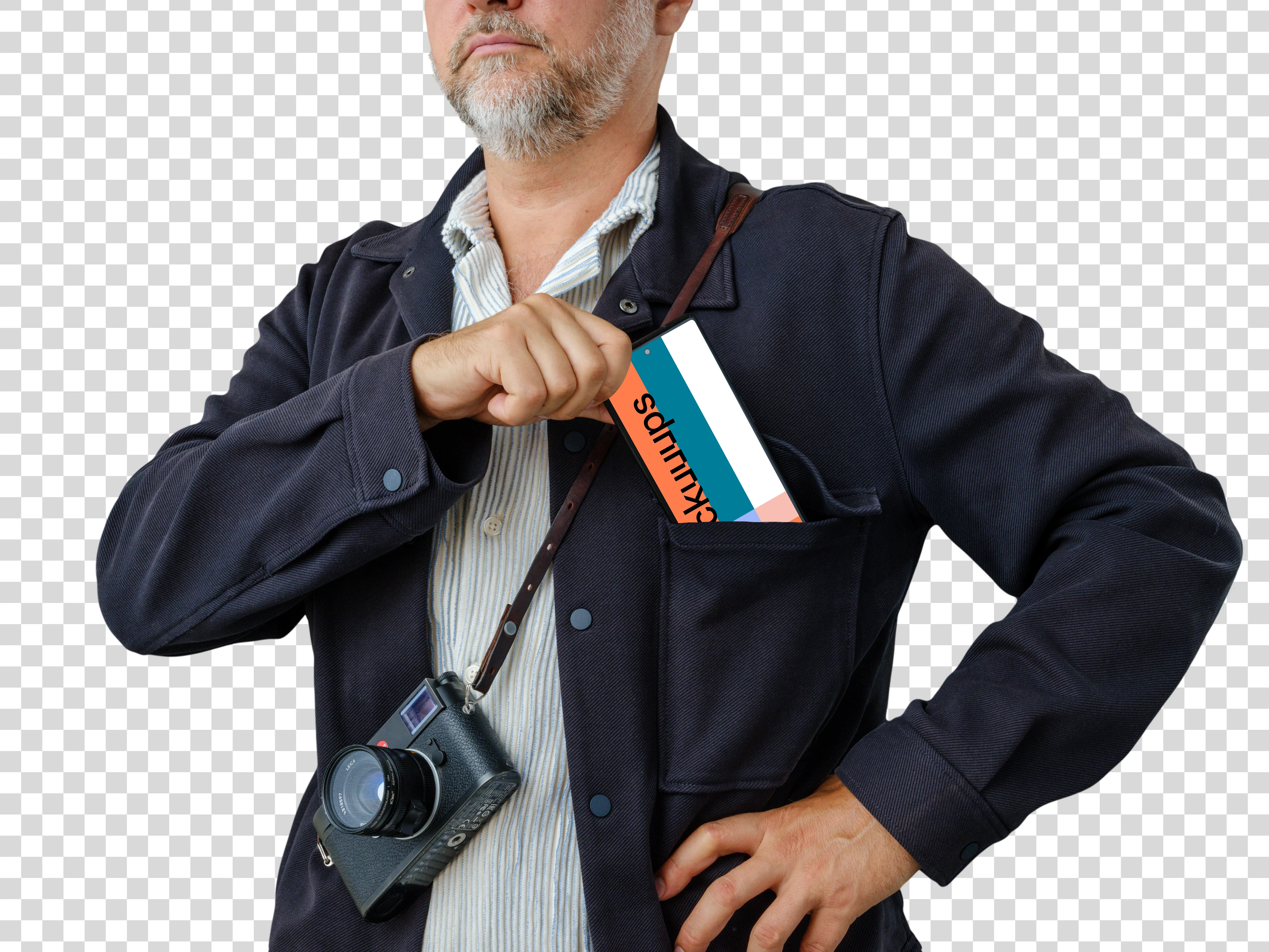 Male photographer with a Google Pixel mockup
