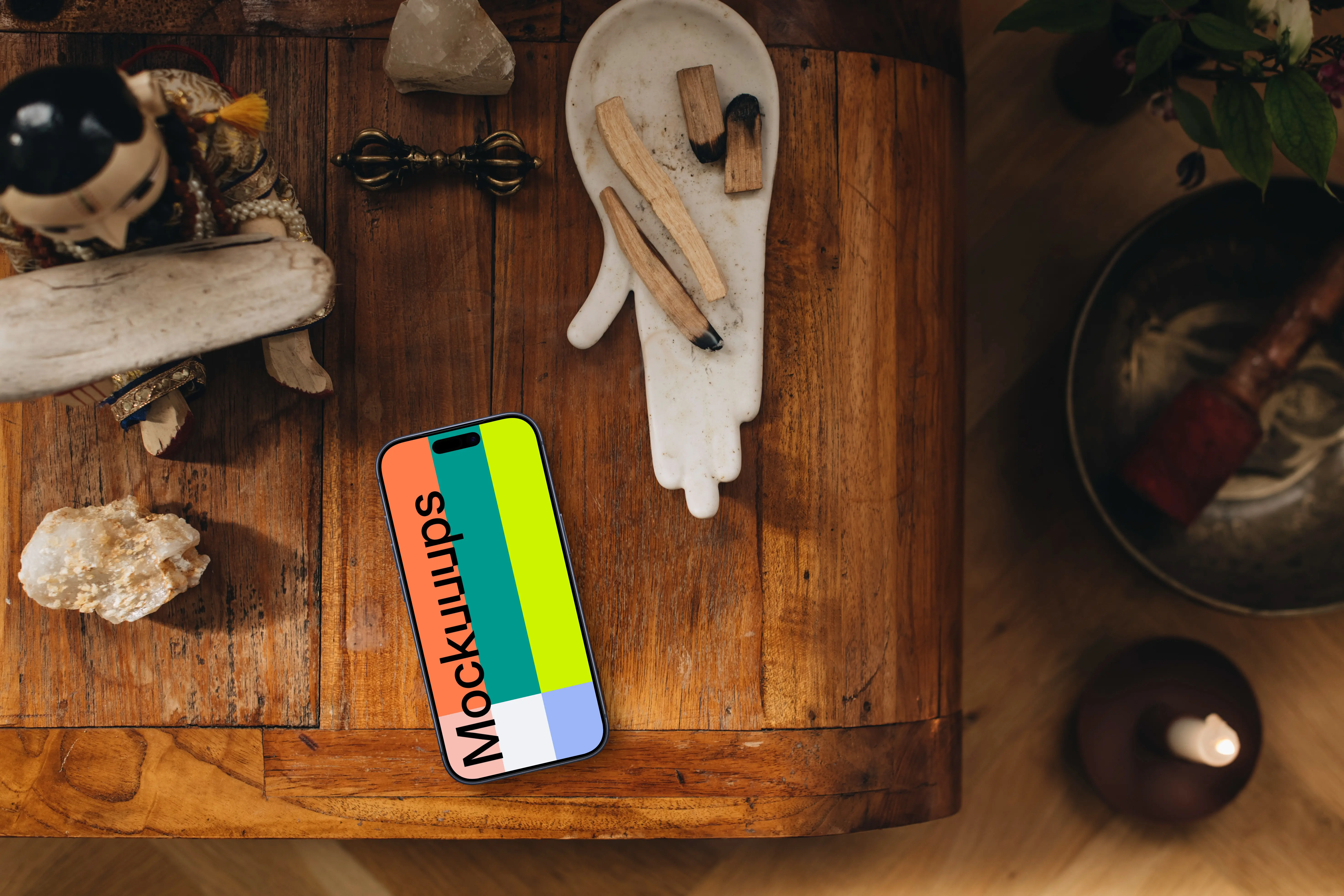 Meaningful spiritual scene including an iPhone mockup