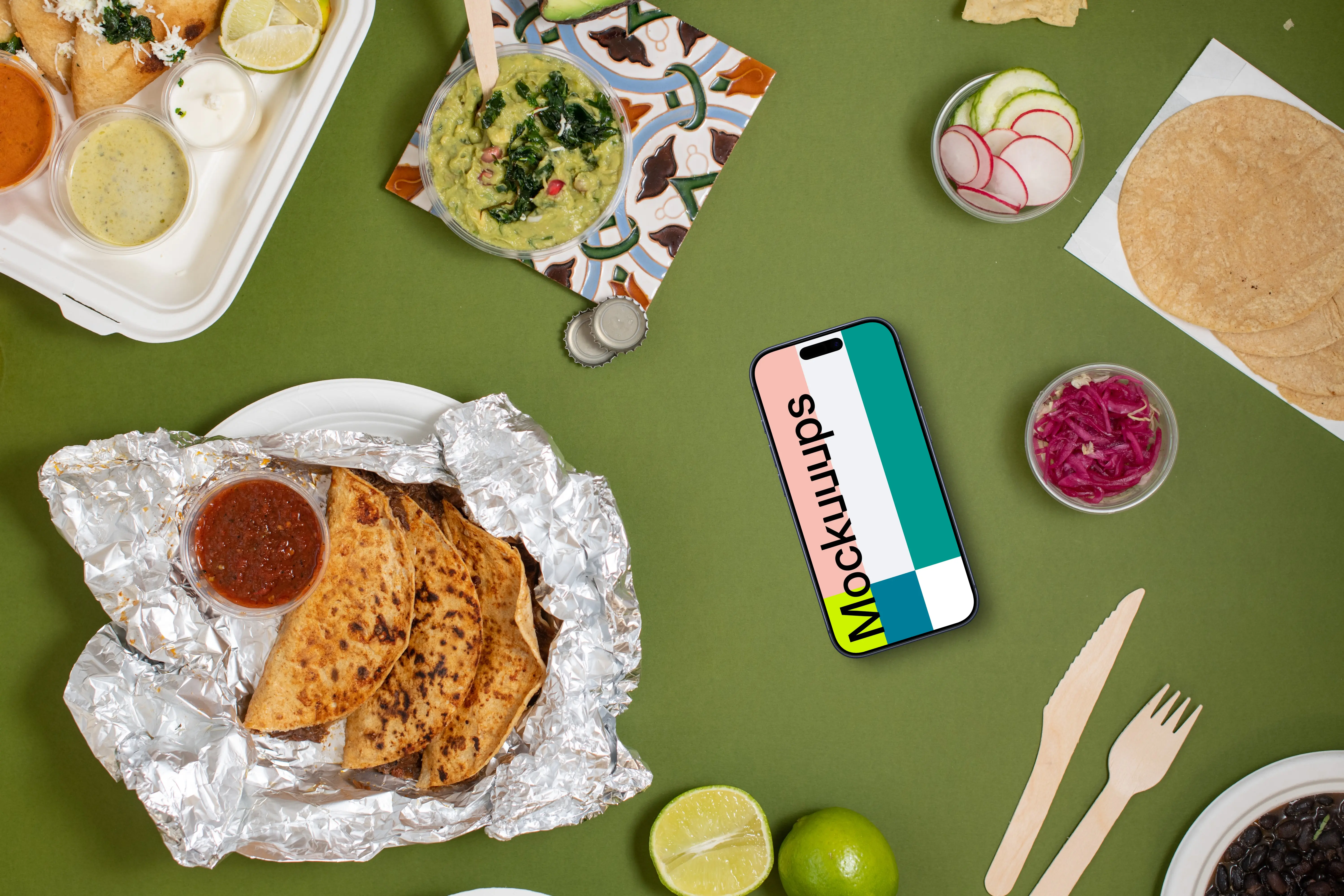 Mexican food with Smartphone mockup