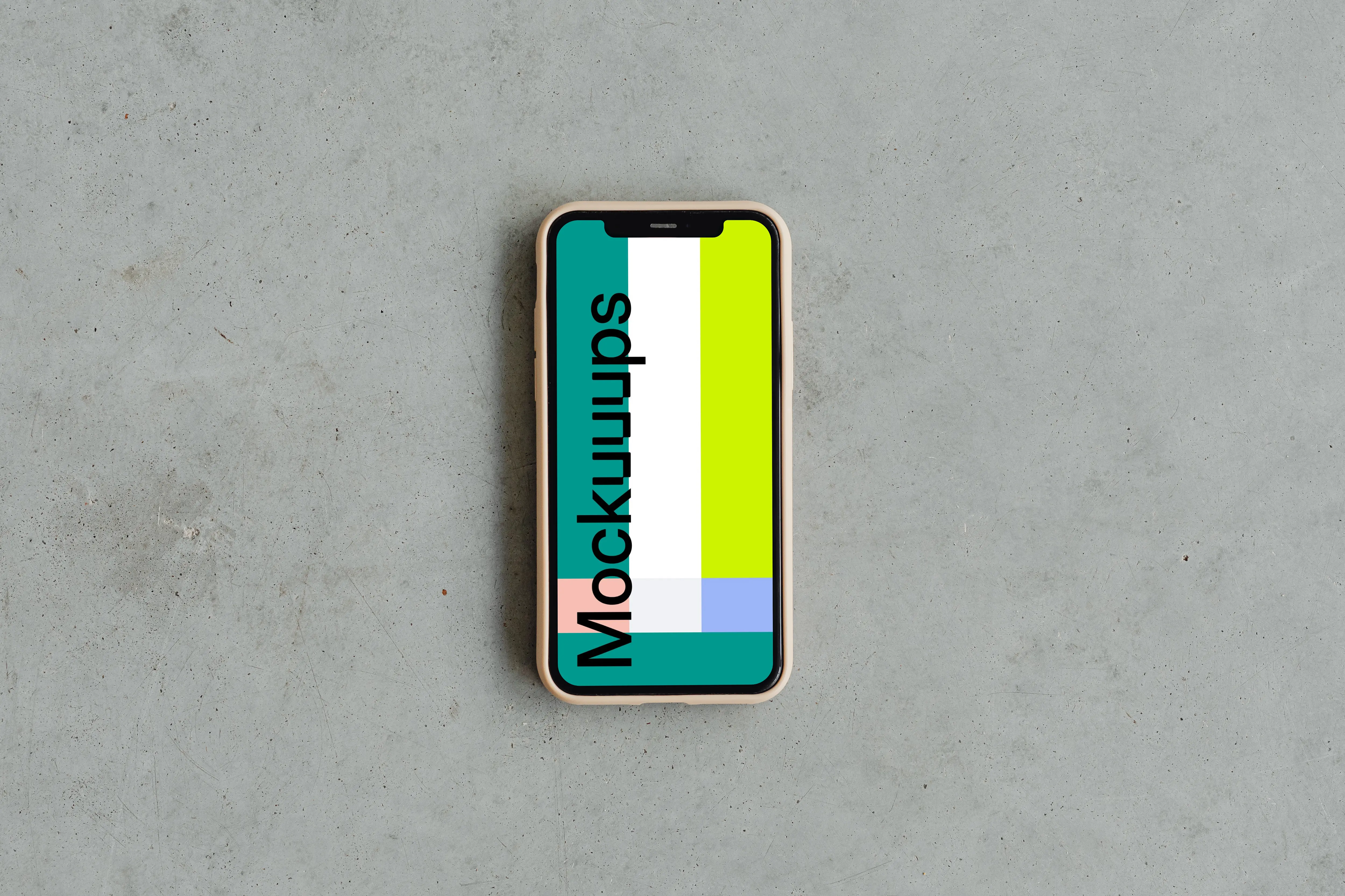 Minimal iPhone 12 mockup on grey surface