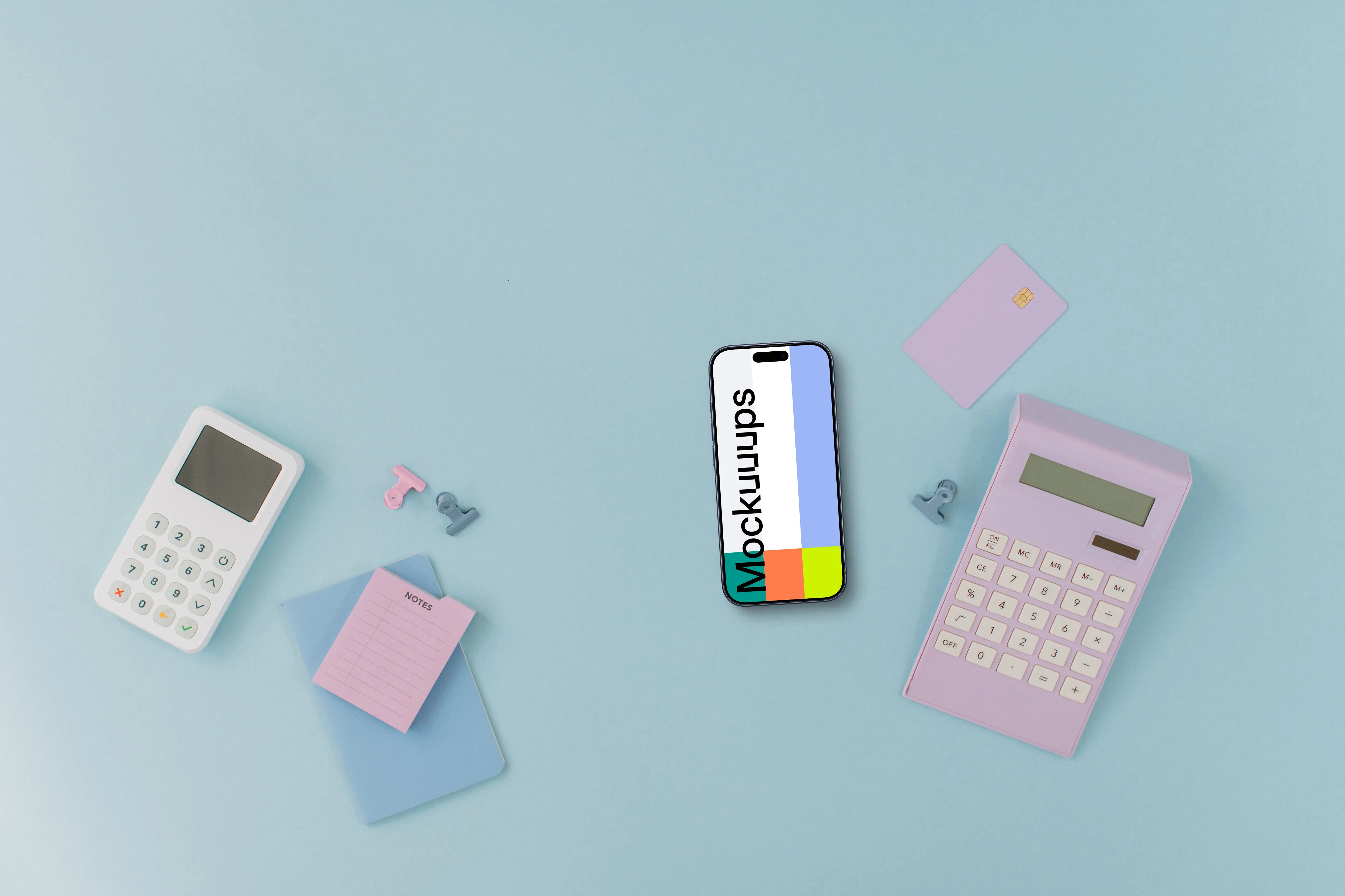 Mobile payment terminal with an iPhone mockup