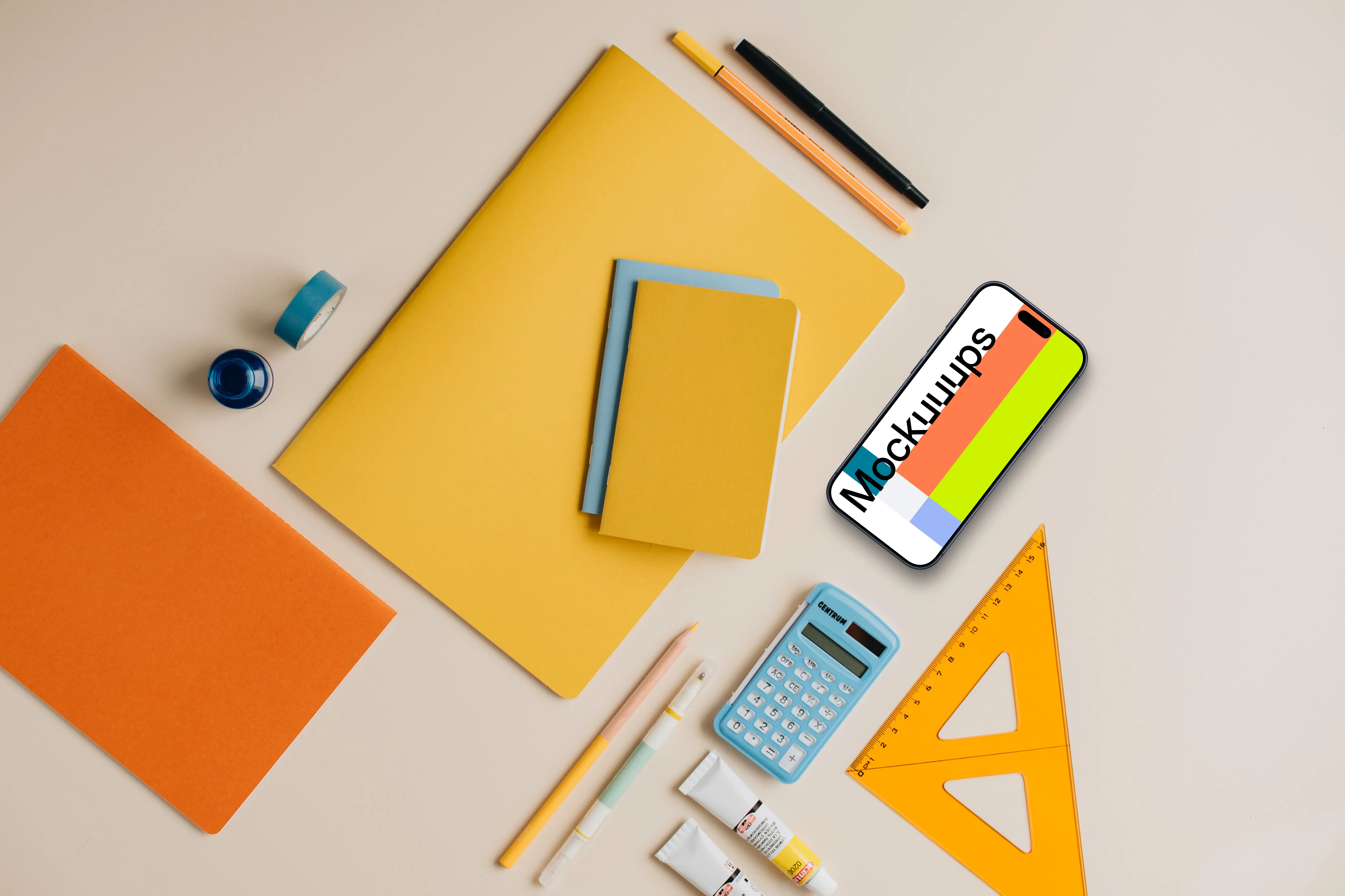 Mockup of phone placed on the student desk