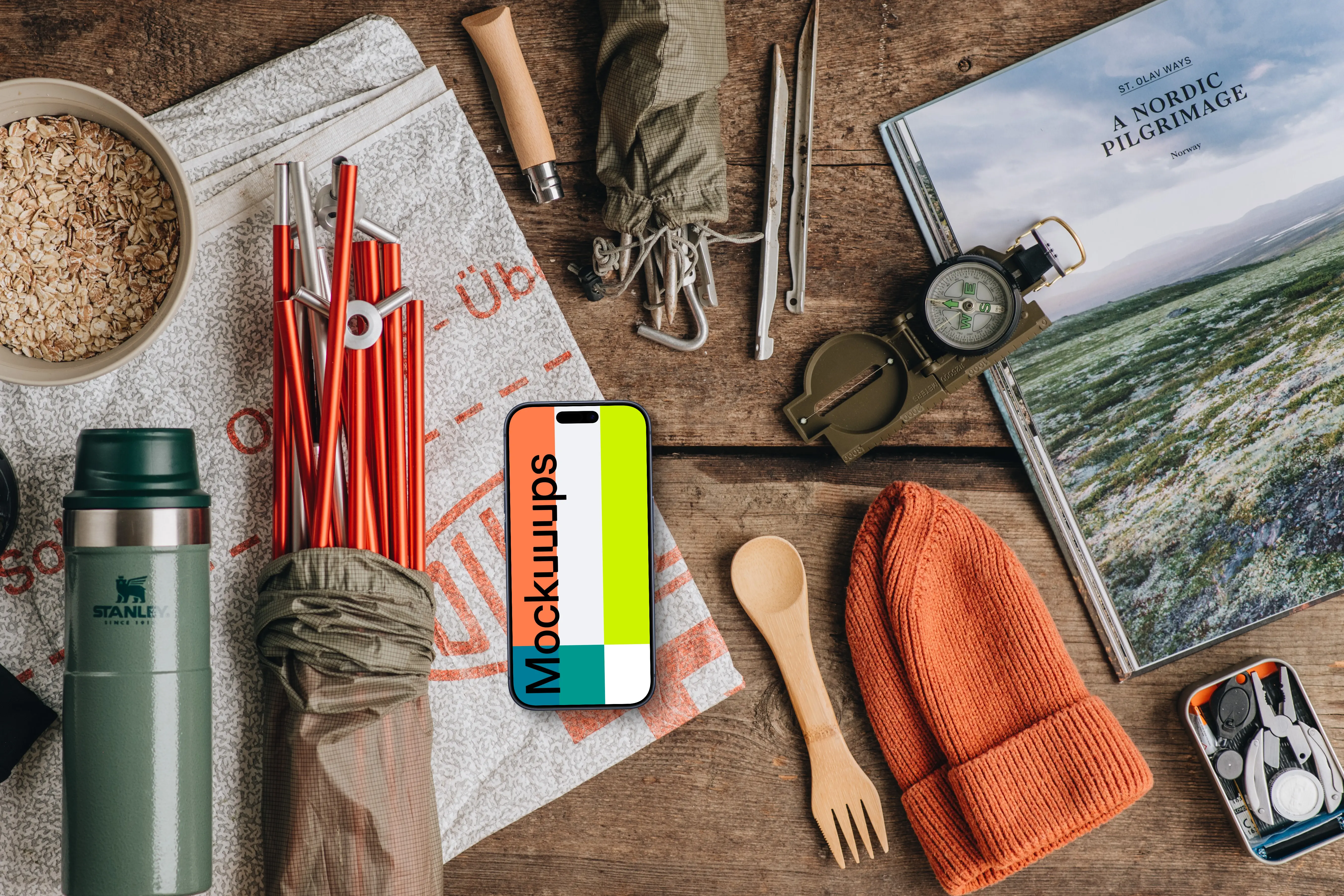 Packing for a hike smartphone mockup