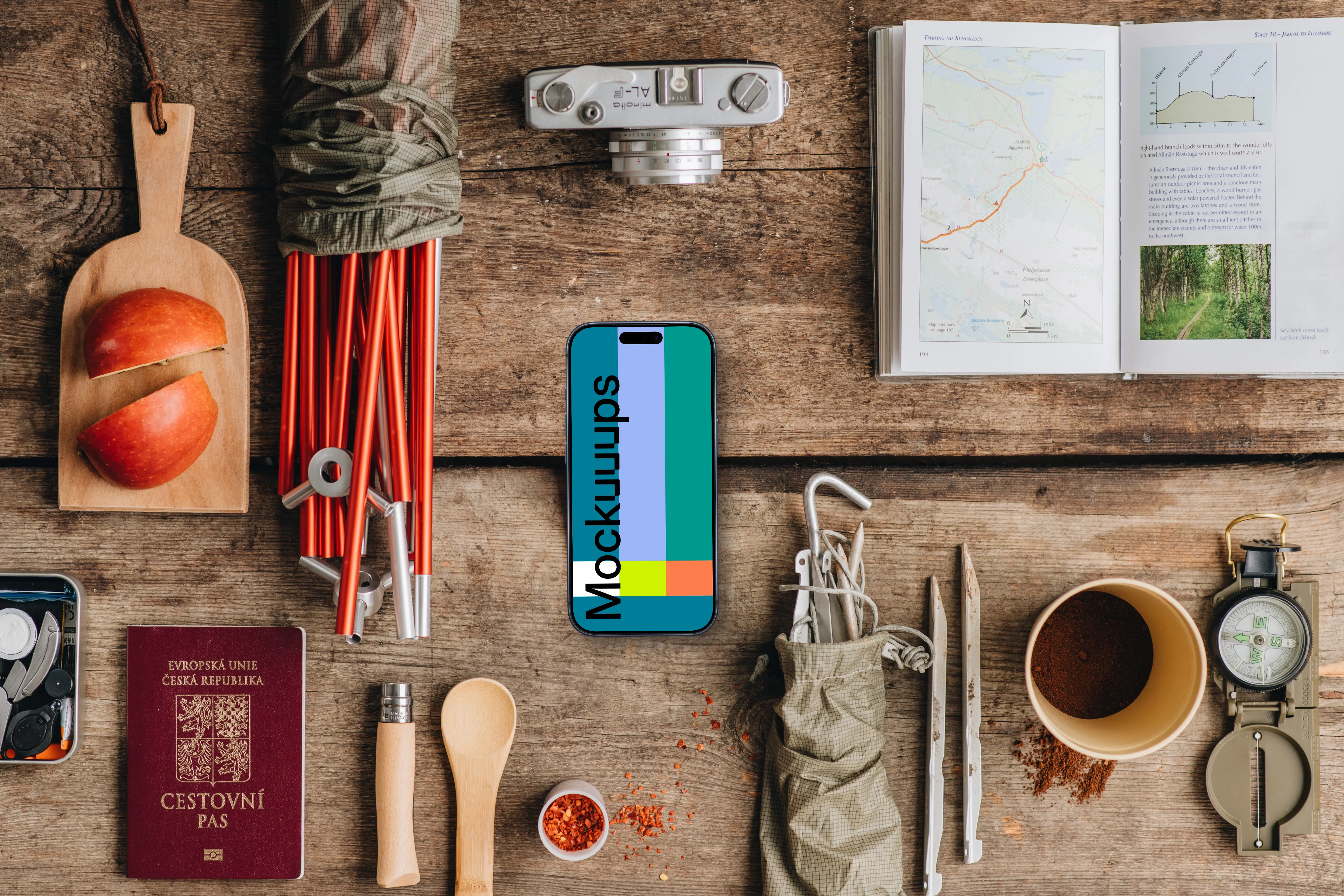 Packing for a natural adventure smartphone mockup
