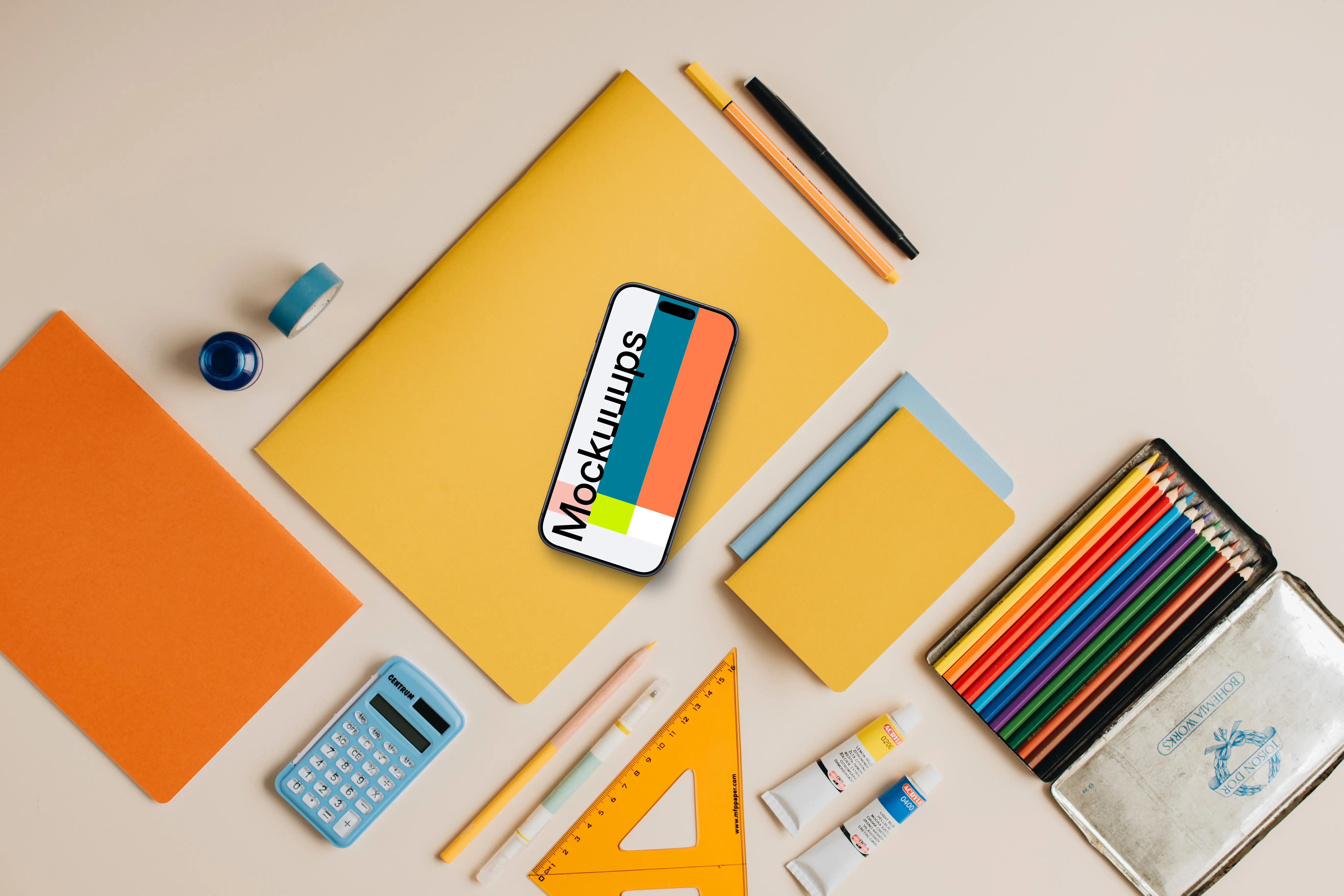 Phone mockup with back to school theme
