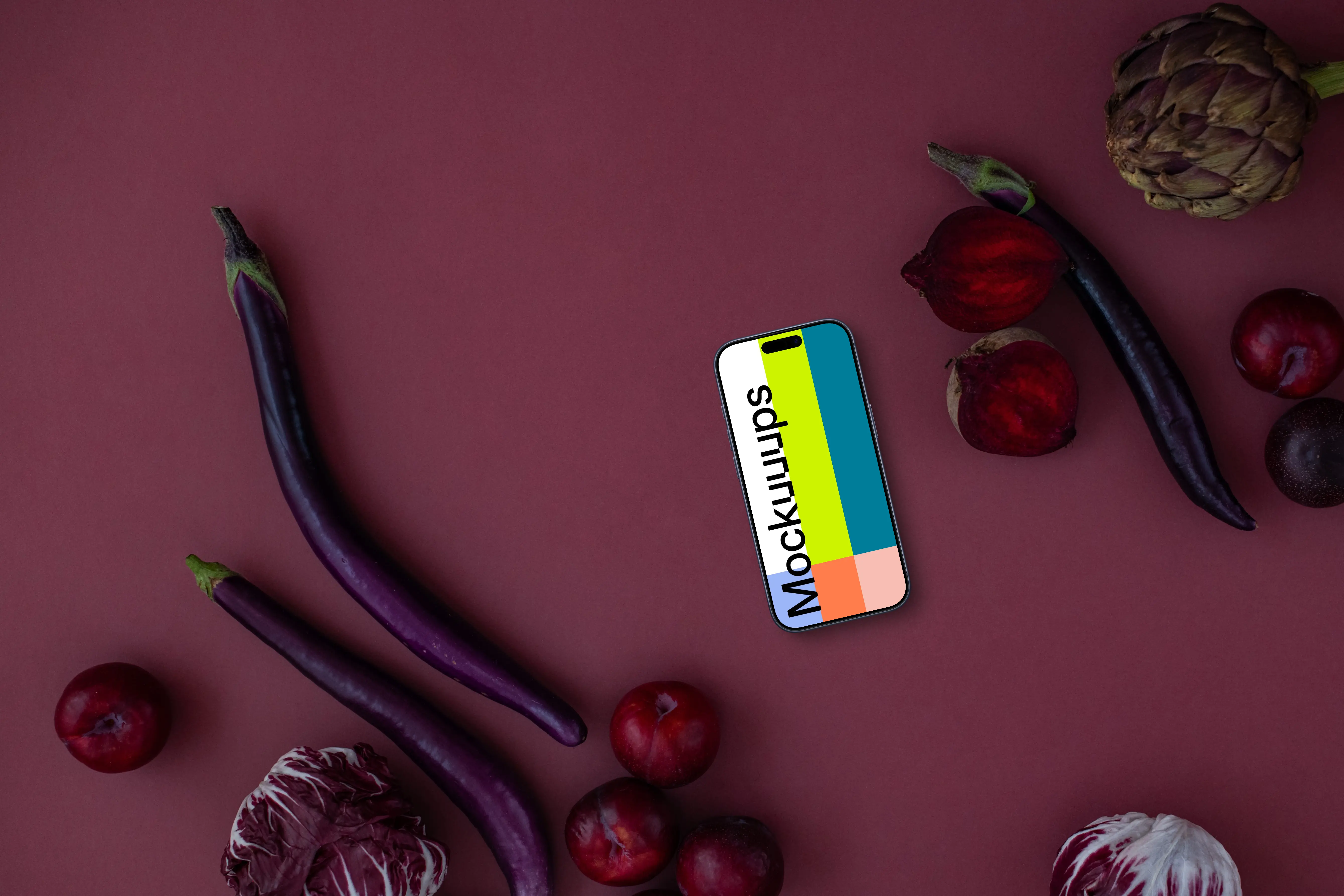 Phone mockup with Pantone’s Color of the Year, Viva Magenta background