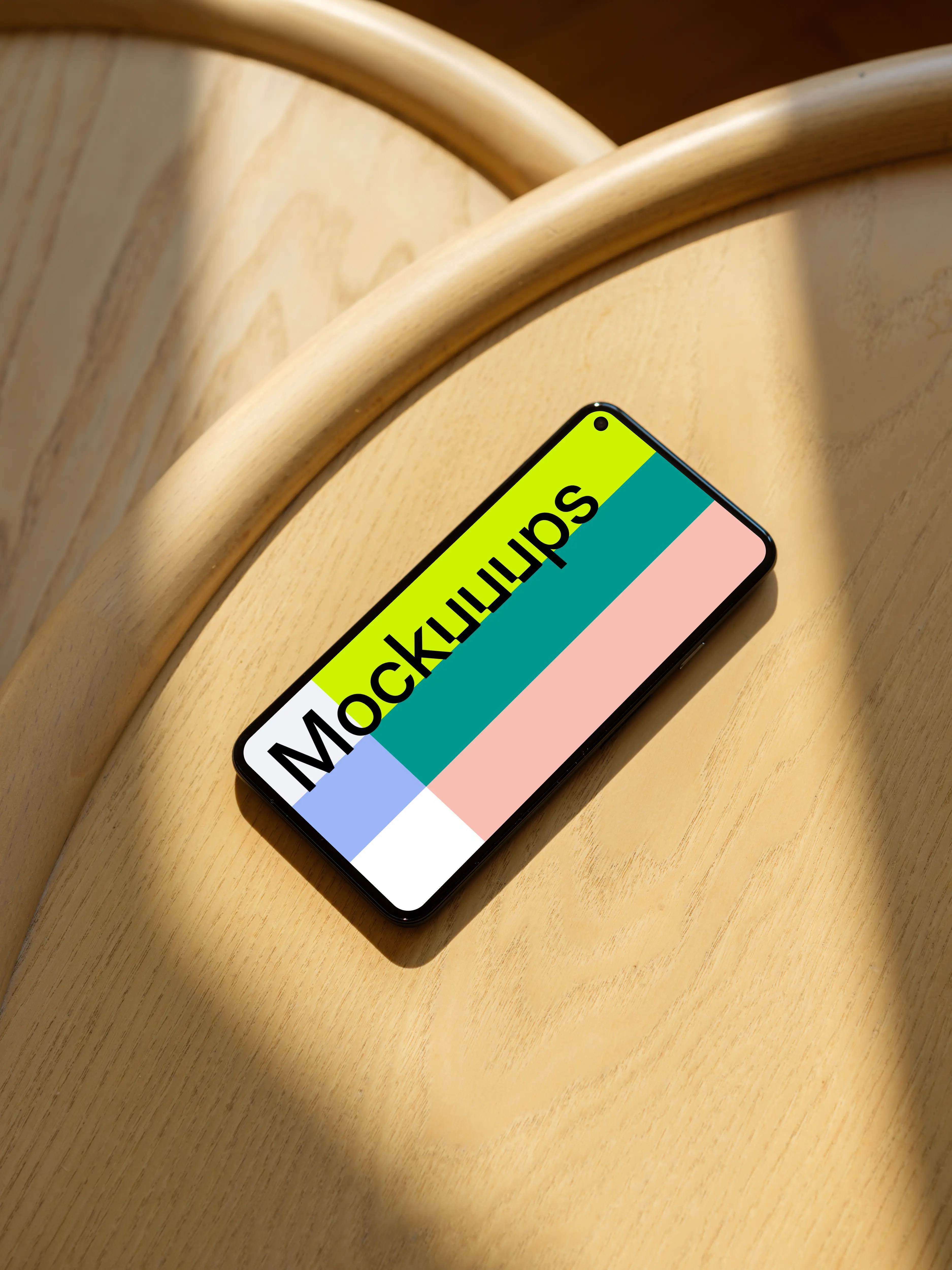 Pixel 5 mockup on a table close to a window