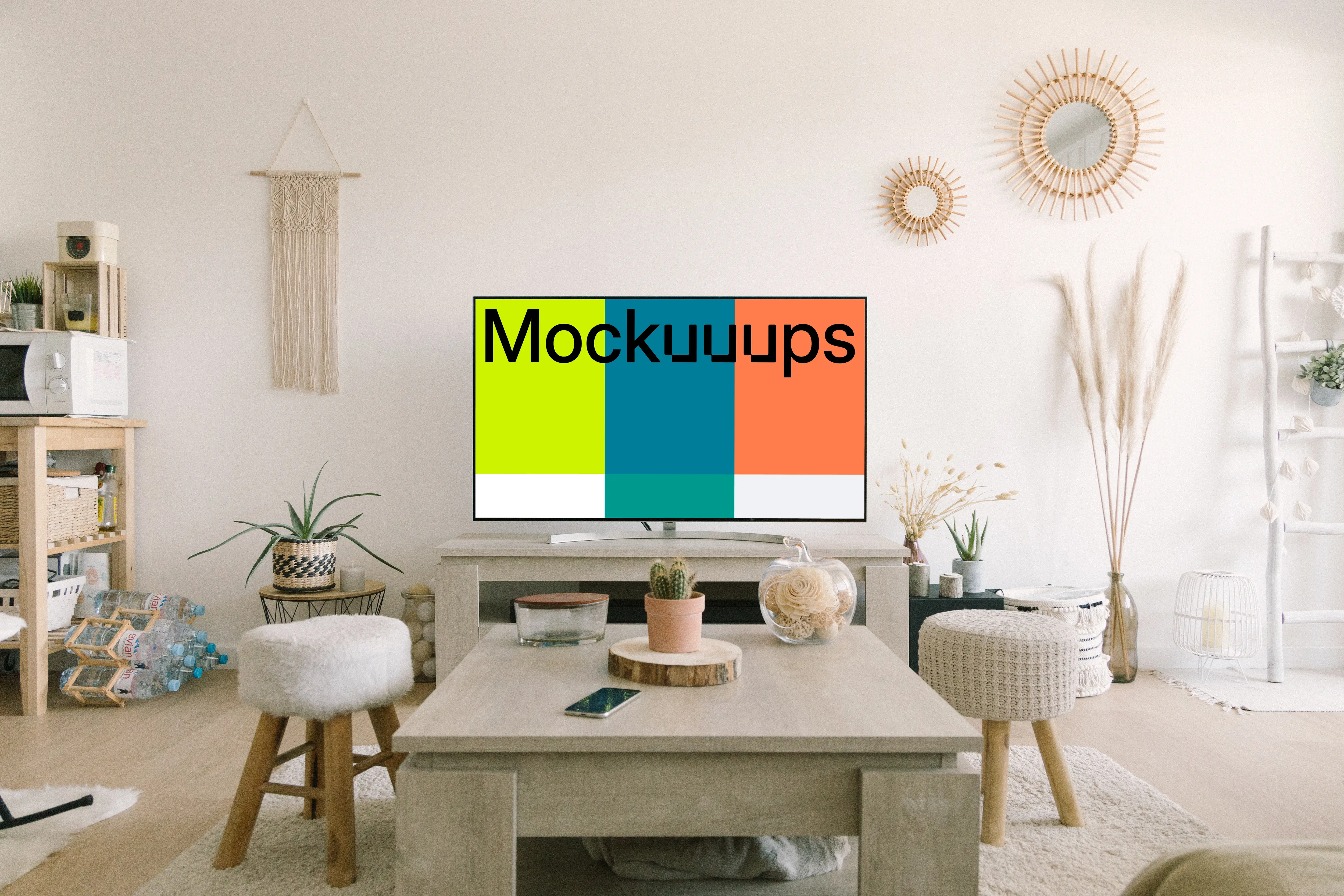 Smart TV mockup in living room