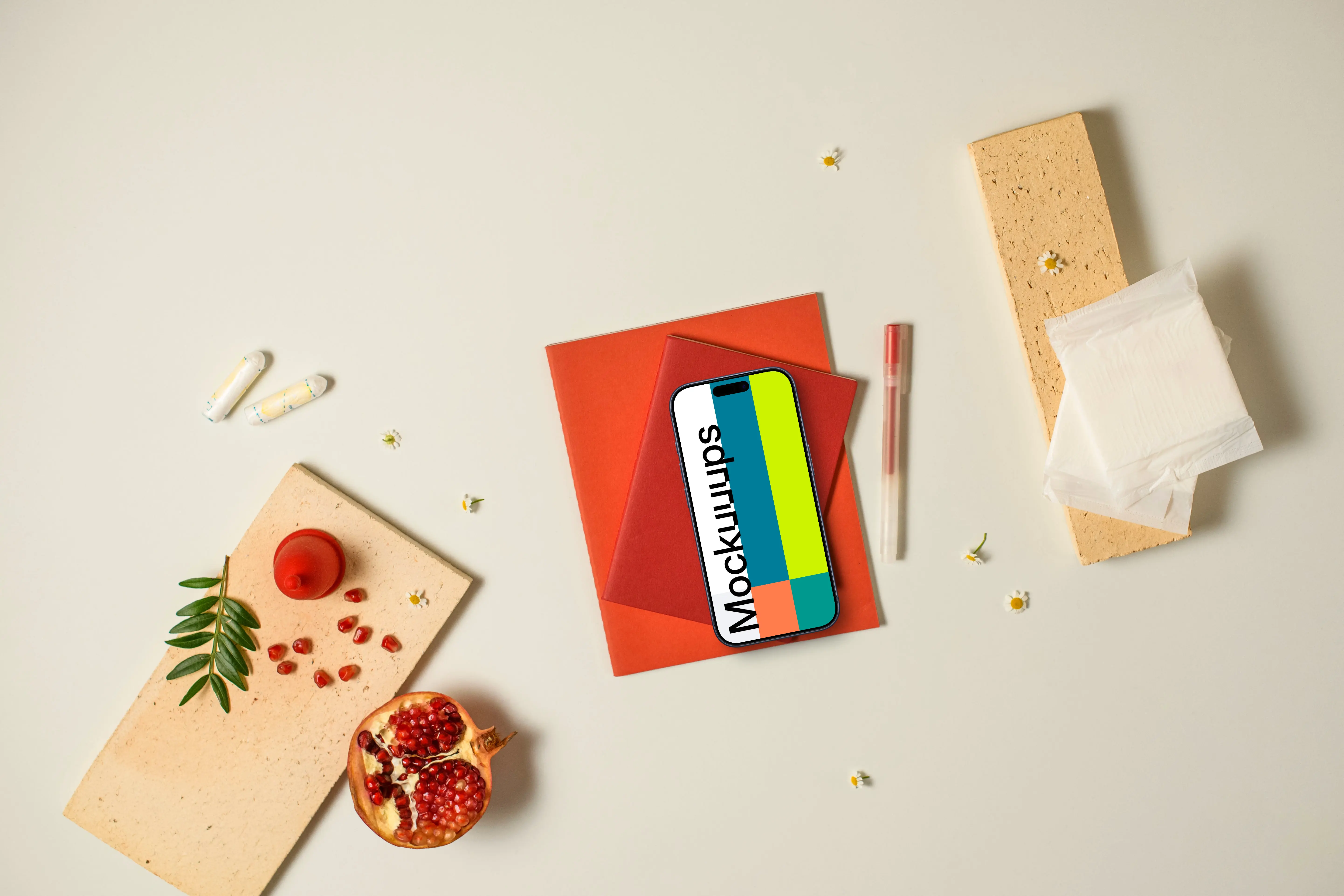 Smartphone mockup and intimate care products