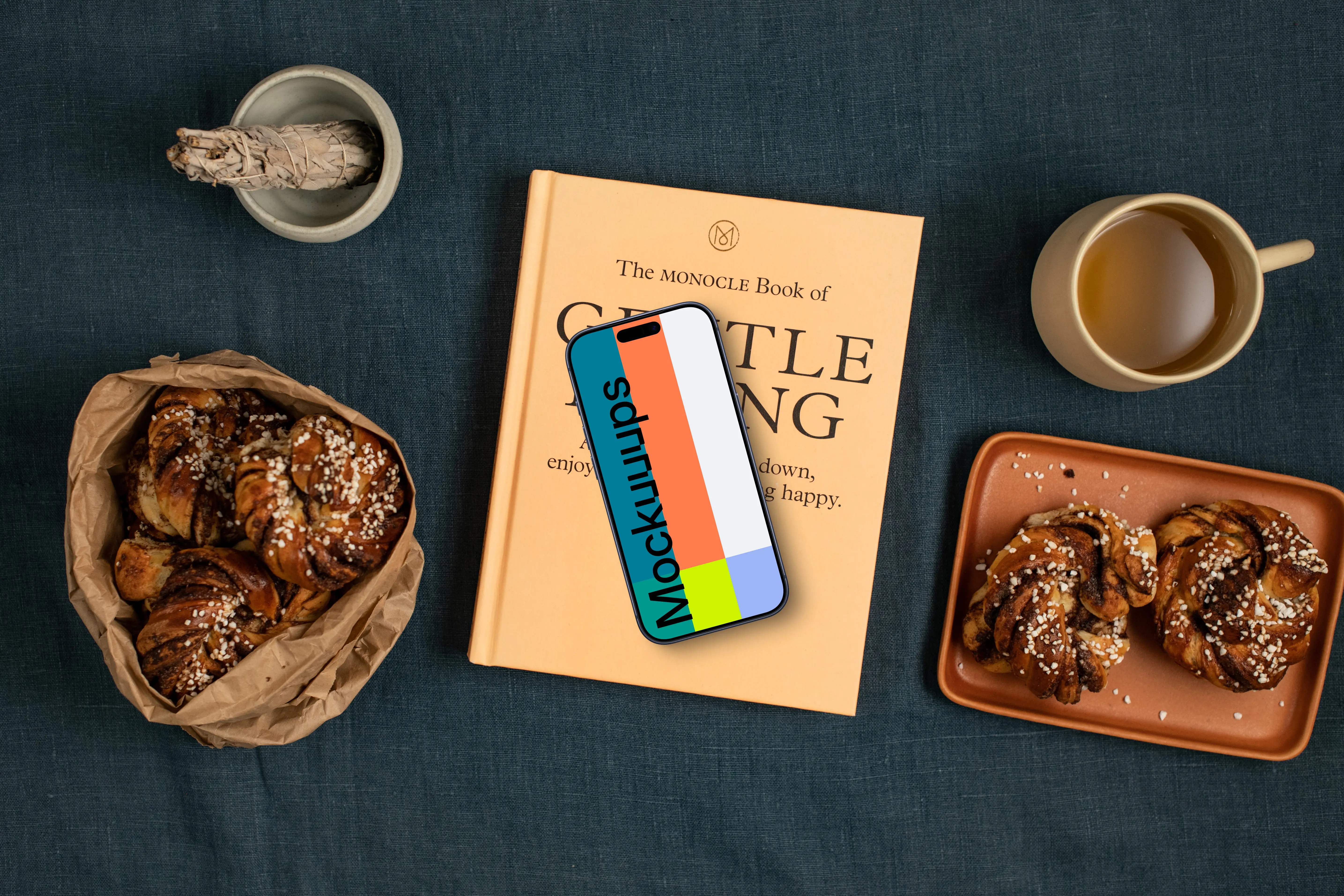 Smartphone mockup on a book