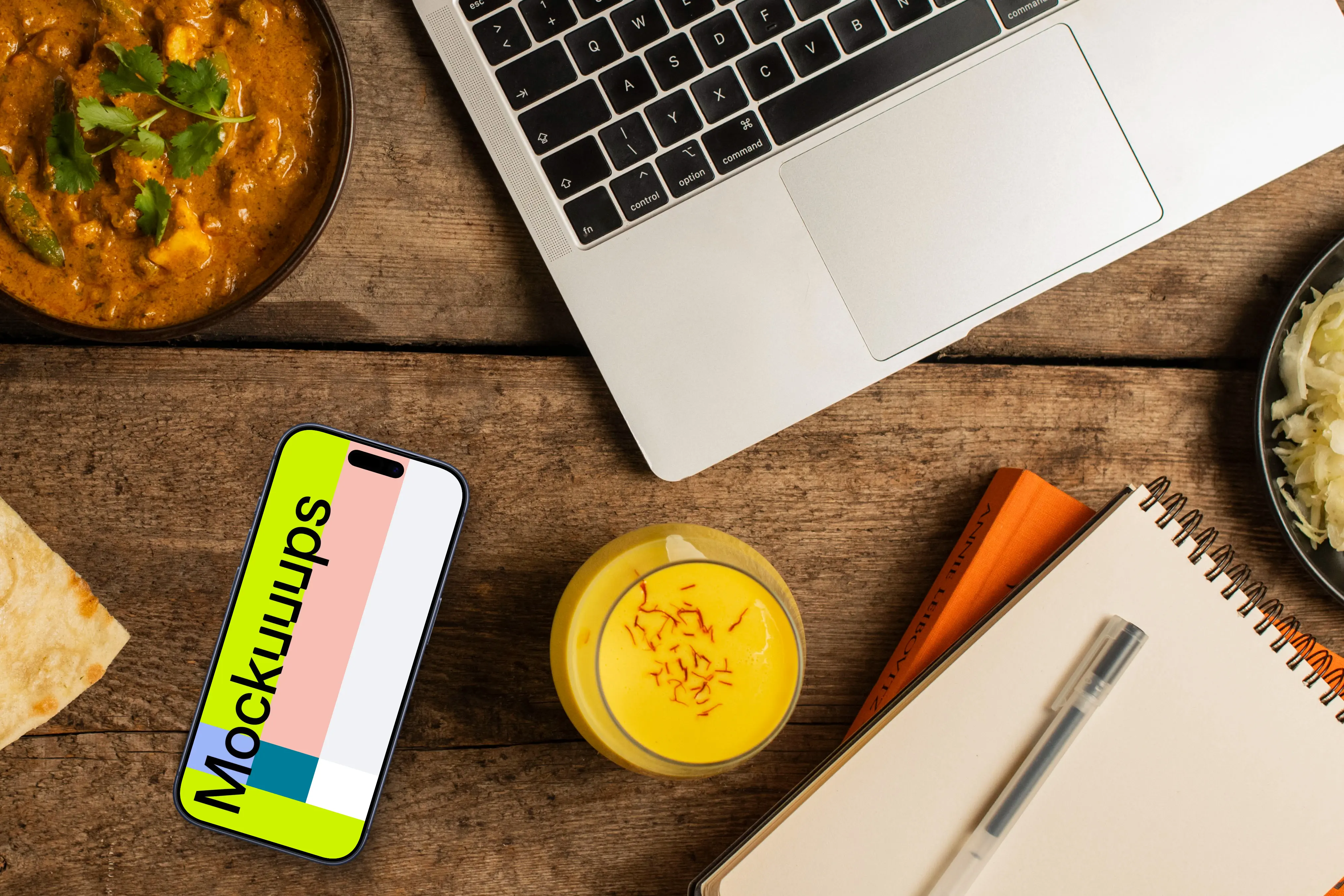 Smartphone mockup with the theme of Indian cuisine 