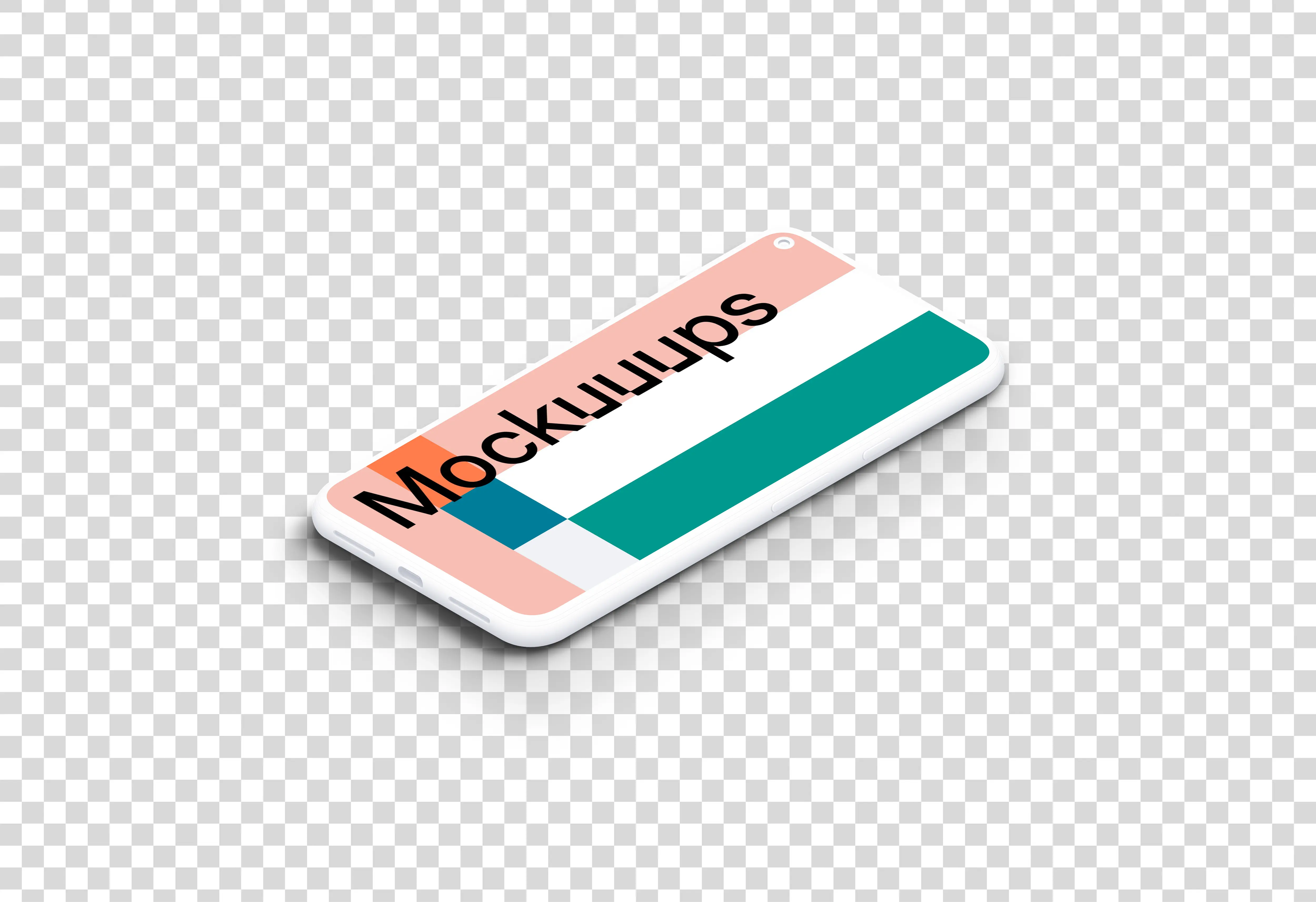 Google Pixel 5 Clay Mockup (Isometric Floor Right)