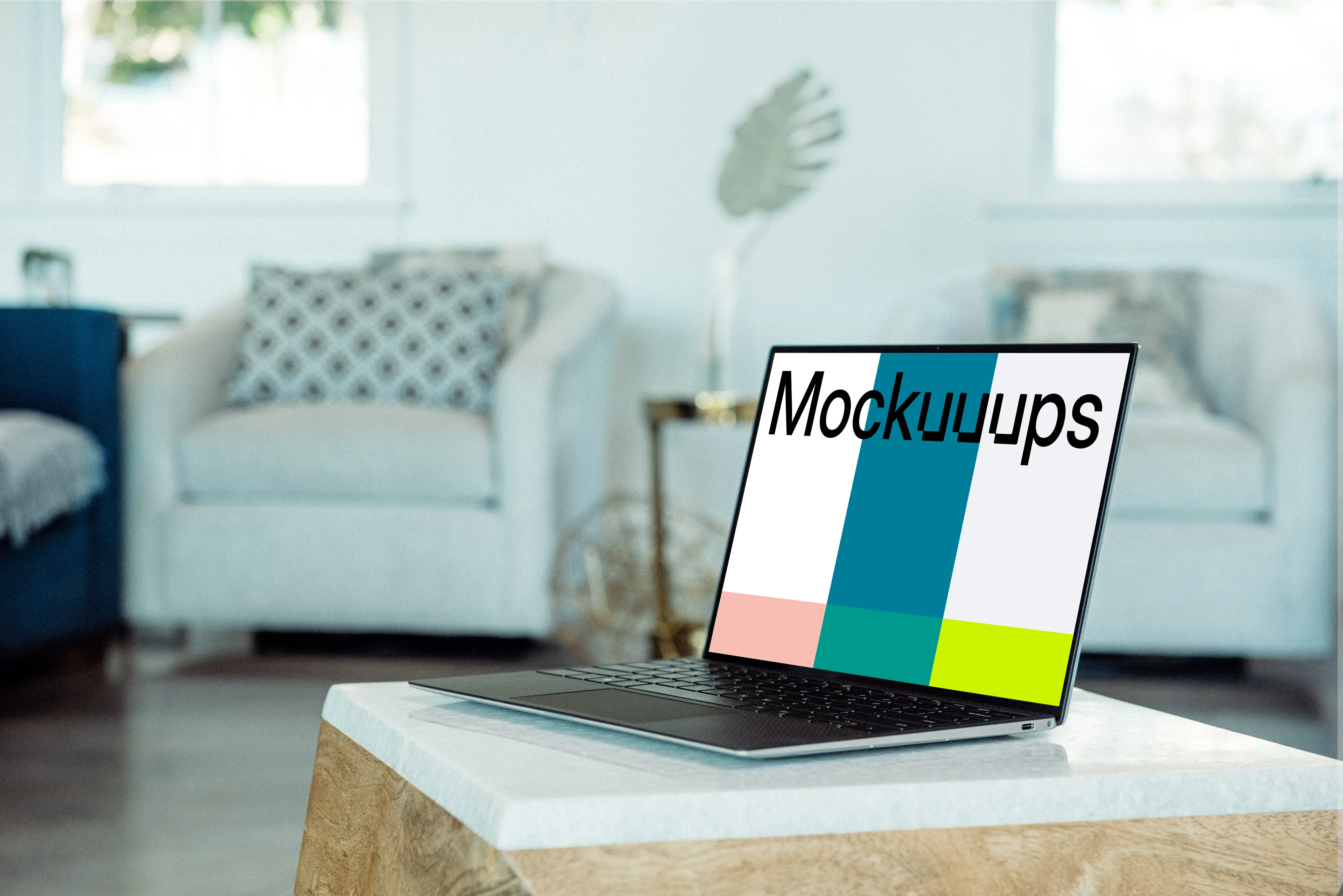 Black Dell XPS Mockup in living room