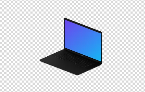 Isometric mockup of Macbook Pro (Clay Dark) oriented to the right