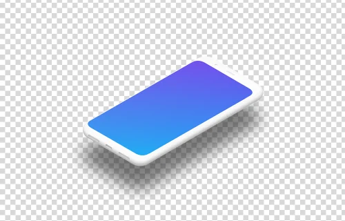 Clay Google Pixel 4 Mockup (Isometric Floor Right - Floating Shadow)