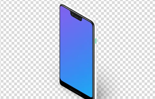 Soporte isométrico Google Pixel 3 XL mockup (Derecha)