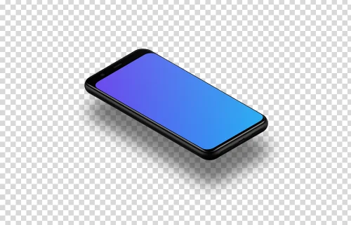 Google Pixel 4 Mockup (Piso isométrico à esquerda - Sombra flutuante)