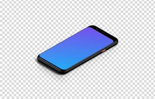 Google Pixel 4 Mockup (Piso Isométrico Direito)