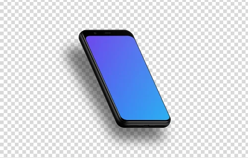 Google Pixel 4 Mockup (Isometric Left - Floating Shadow)