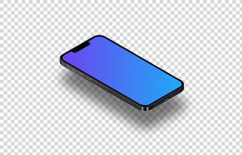 iPhone 13 Pro Mockup (Isométrique Sol gauche - Ombre flottante)