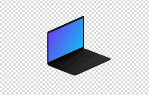 Isometric mockup of Macbook Pro (Clay Dark) oriented to the left