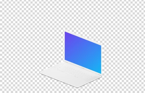 Isometric mockup of Macbook Pro (Clay White) oriented to the right