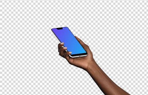 Mulher segurando o Google Pixel 3 XL mockup (Perspectiva - Transparente)