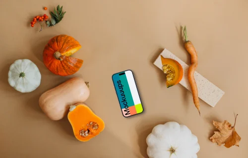 Autumn scene with phone mockup