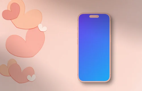 Clay smartphone mockup with hearts