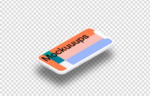 iPhone 12 Clay Mockup (Isometric Floor Right - Floating Shadow)