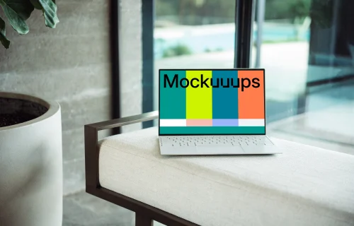 White Dell XPS Mockup in front of window