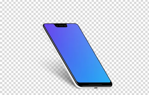 Google Pixel 3 XL Stand Isometric mockup (Left)