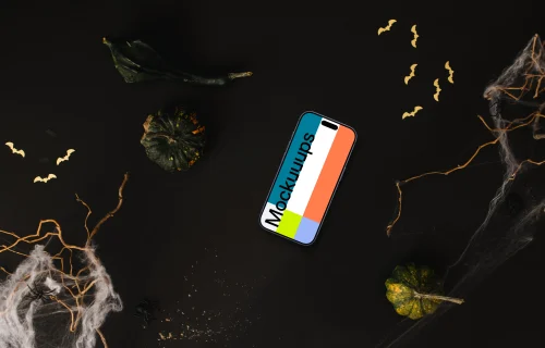 Halloween template with a phone mockup