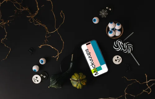 Halloween template with a smartphone mockup