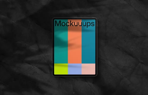 iPad Pro mockup on dark background (Portrait - Shadow 2)