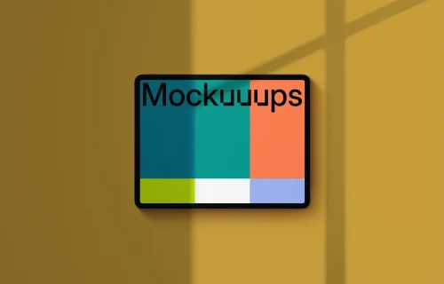 iPad Pro mockup on yellow background (Landscape - Shadow 1)