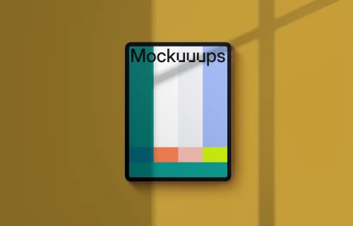 iPad Pro mockup on yellow background (Portrait - Shadow 1)