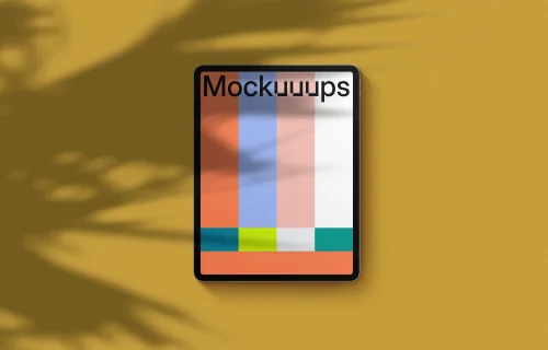 iPad Pro mockup on yellow background (Portrait - Shadow 2)