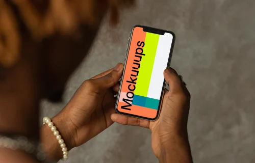 iPhone 12 Pro mockup held by user with both hands